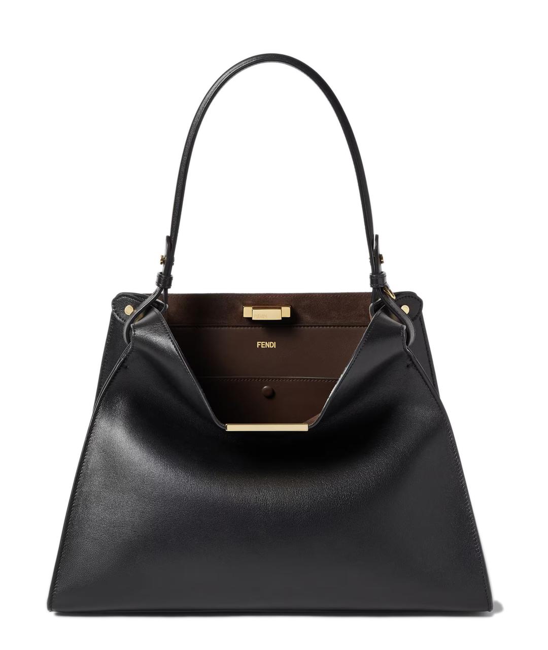 FENDI Черная кожаная сумка тоут, фото 1