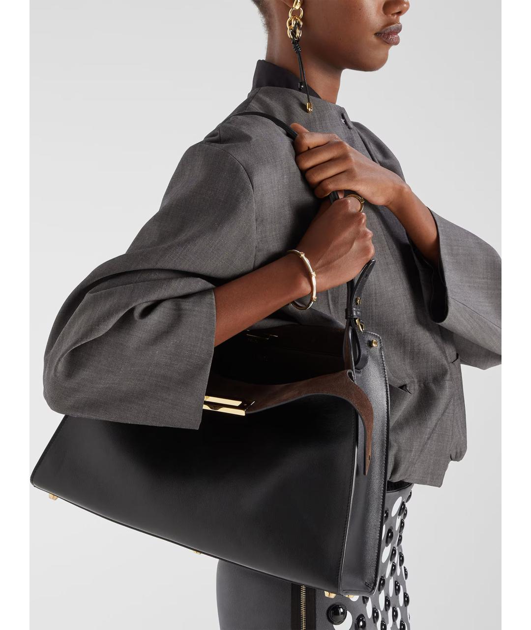 FENDI Черная кожаная сумка тоут, фото 2