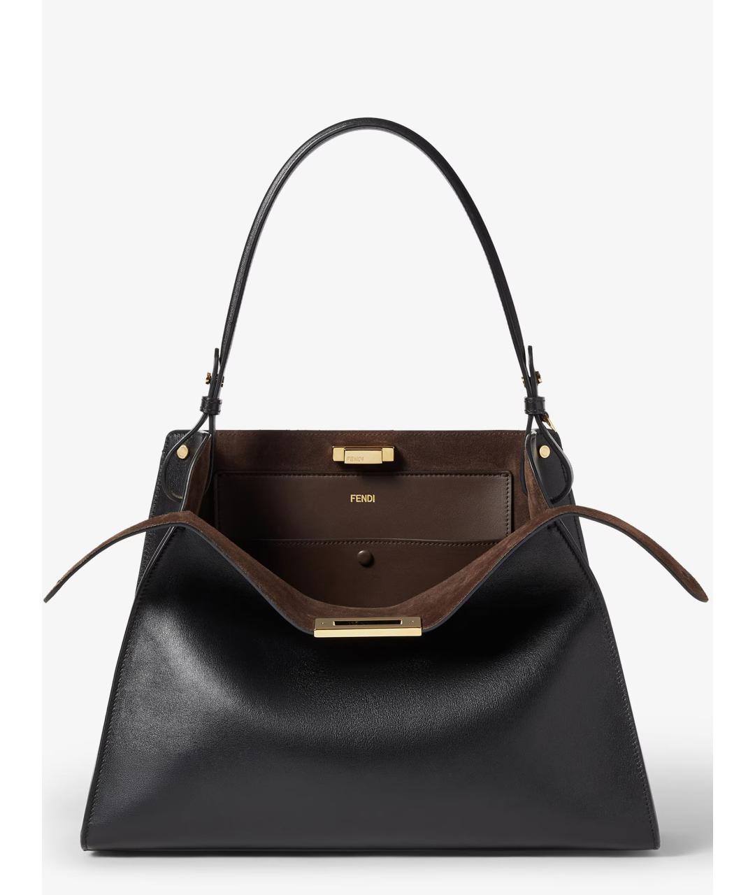 FENDI Черная кожаная сумка тоут, фото 3