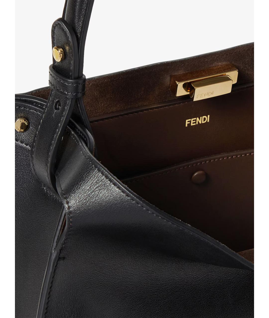 FENDI Черная кожаная сумка тоут, фото 7
