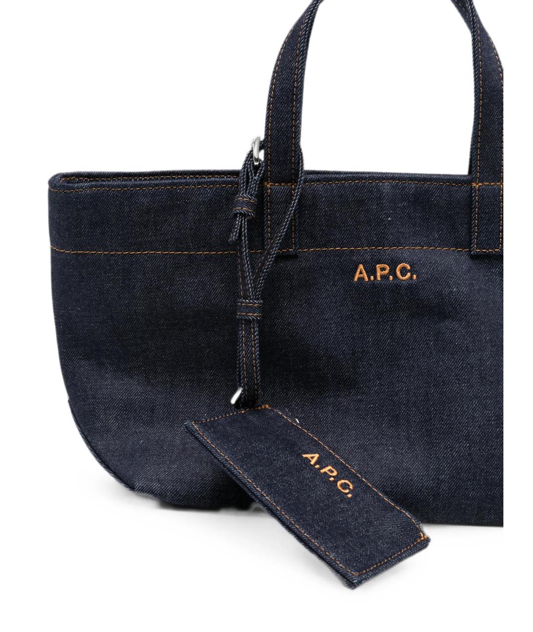 A.P.C. Синяя хлопковая сумка тоут, фото 4