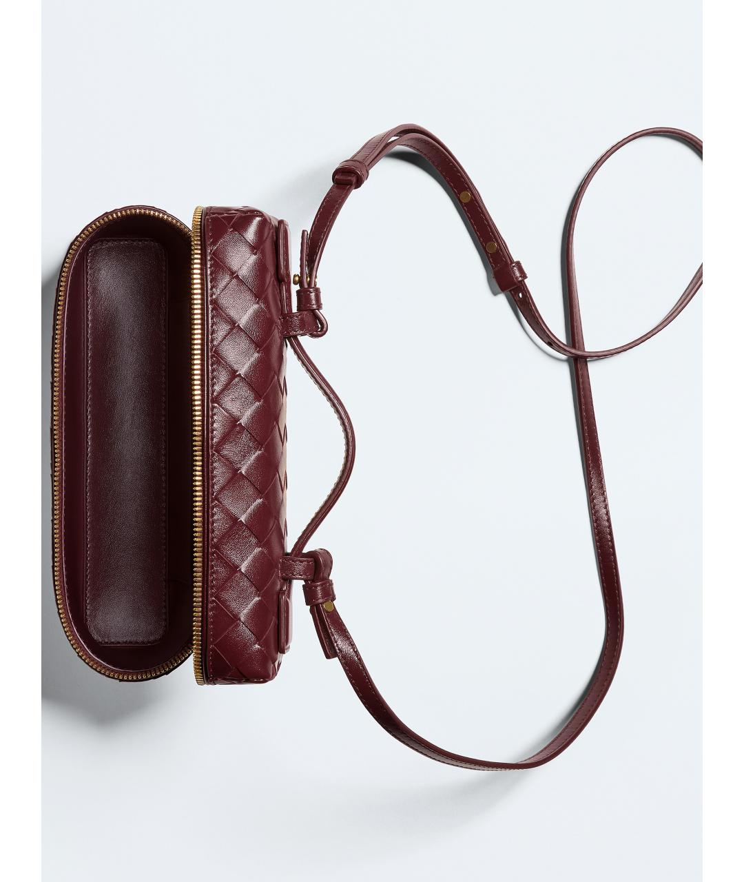 BOTTEGA VENETA Бордовая кожаная сумка через плечо, фото 5