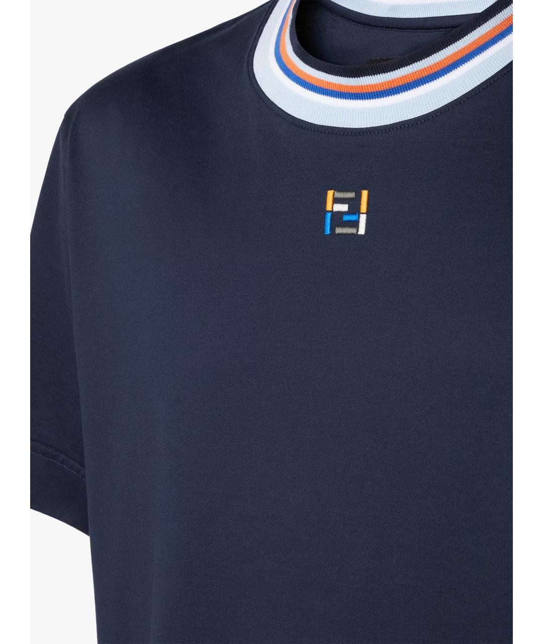 FENDI Синяя хлопковая футболка, фото 3