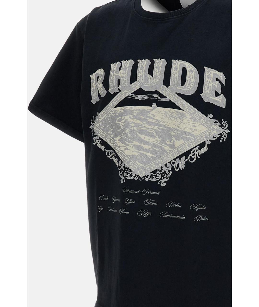 RHUDE Черная хлопковая футболка, фото 3