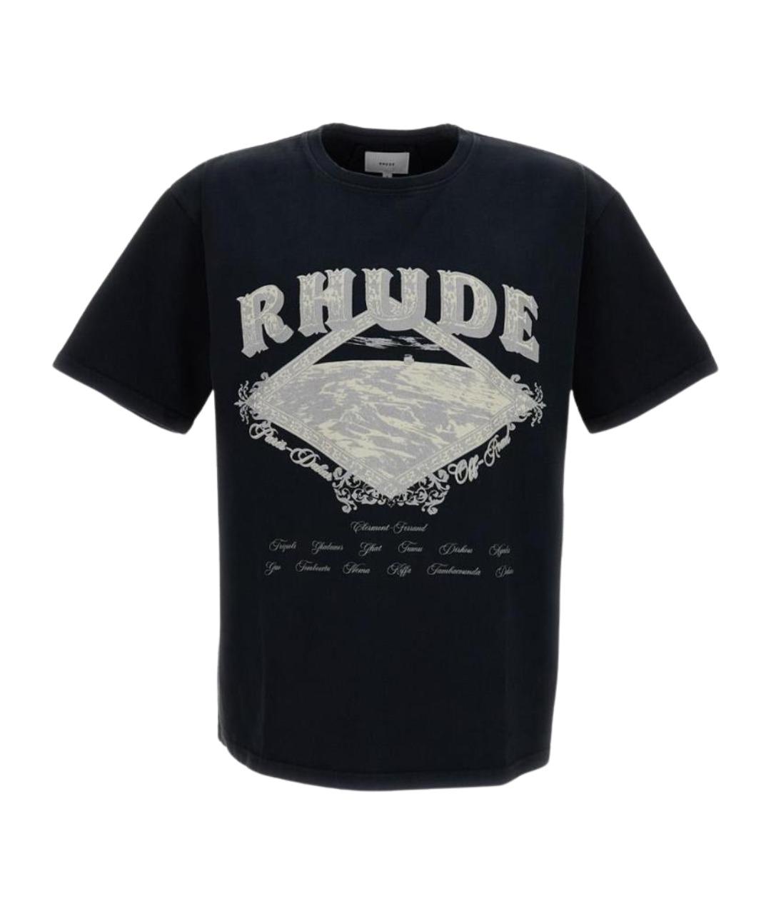 RHUDE Черная хлопковая футболка, фото 1