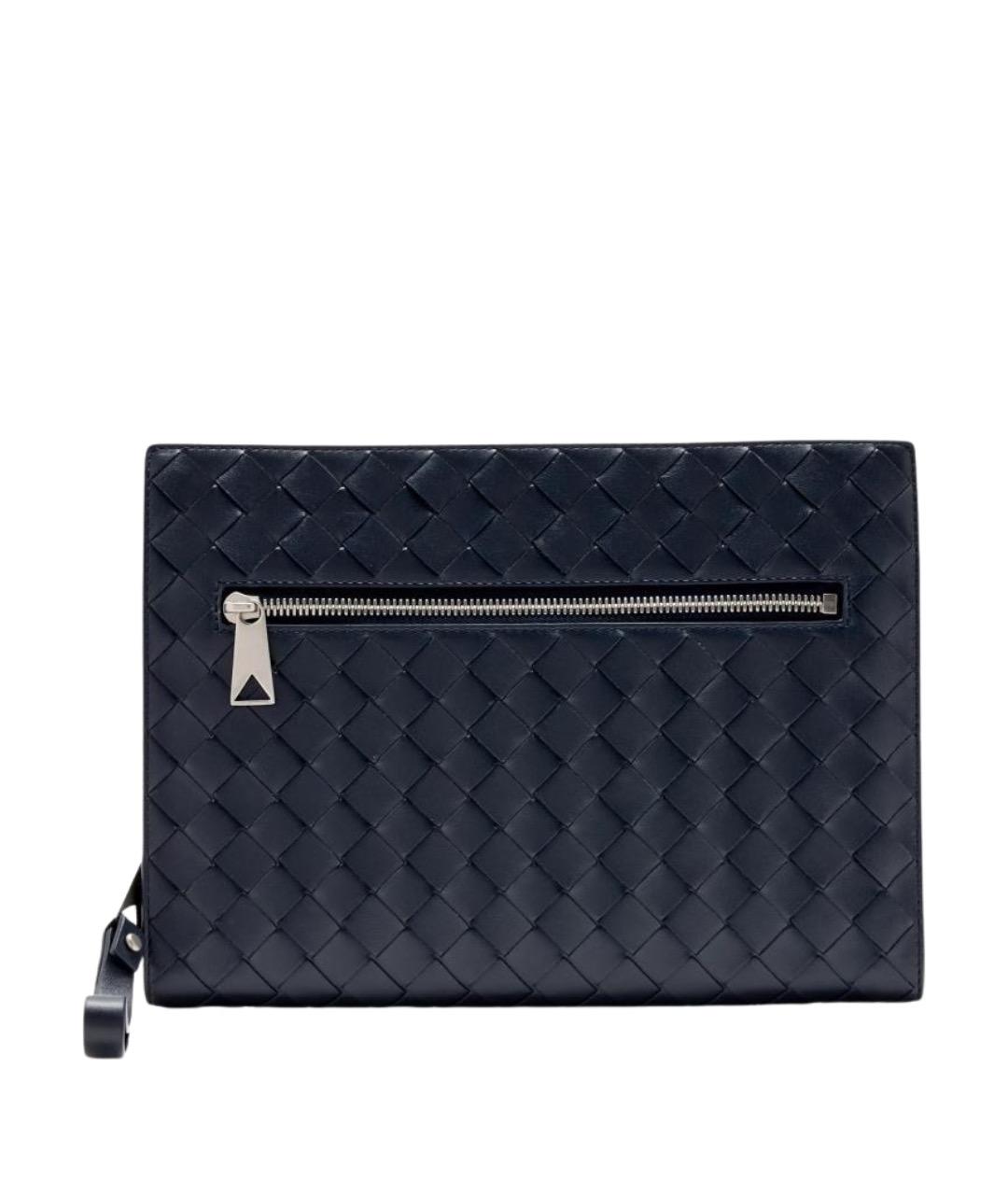 BOTTEGA VENETA Темно-синяя кожаная барсетка, фото 1