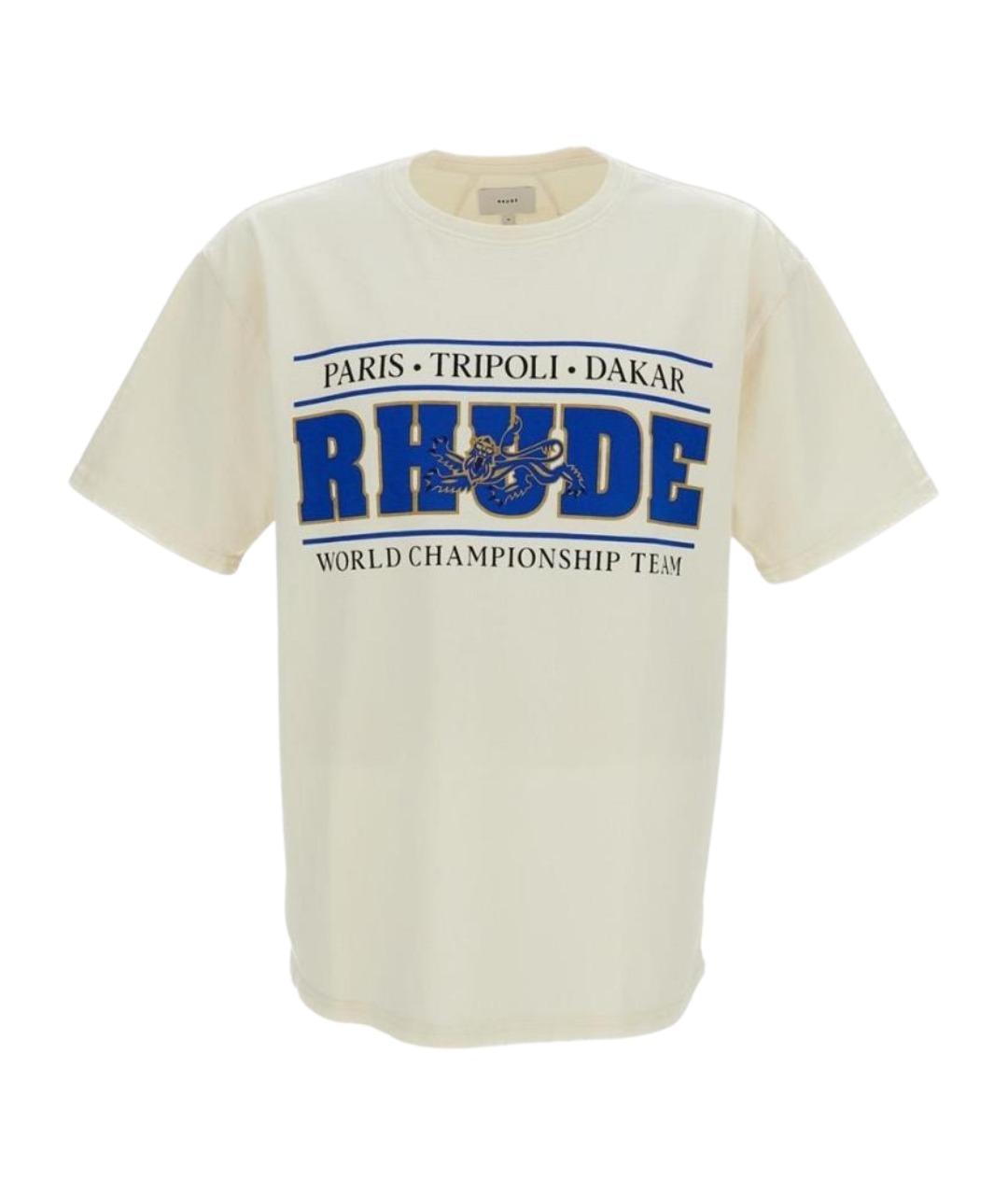 RHUDE Белая хлопковая футболка, фото 1