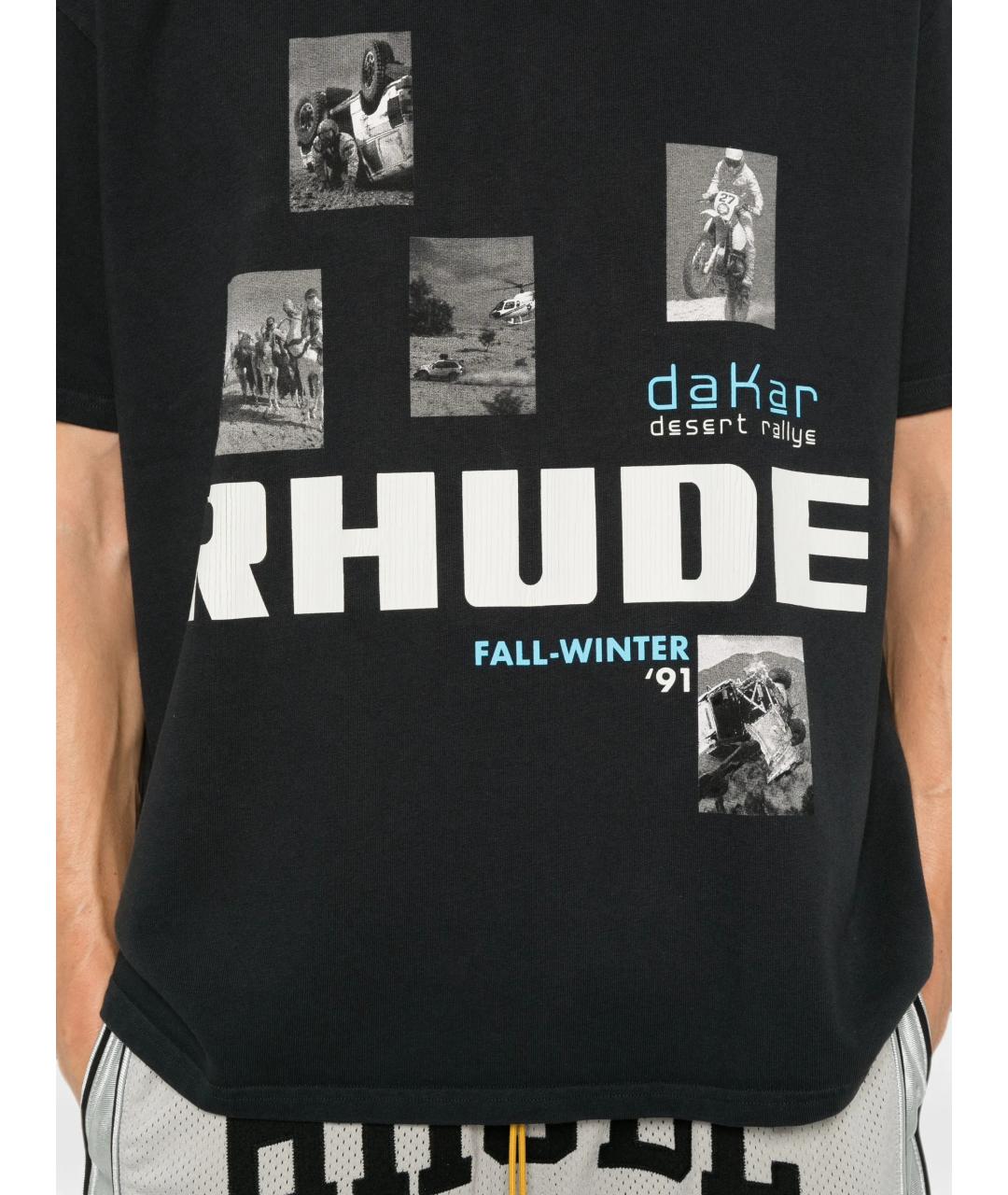 RHUDE Черная хлопковая футболка, фото 5