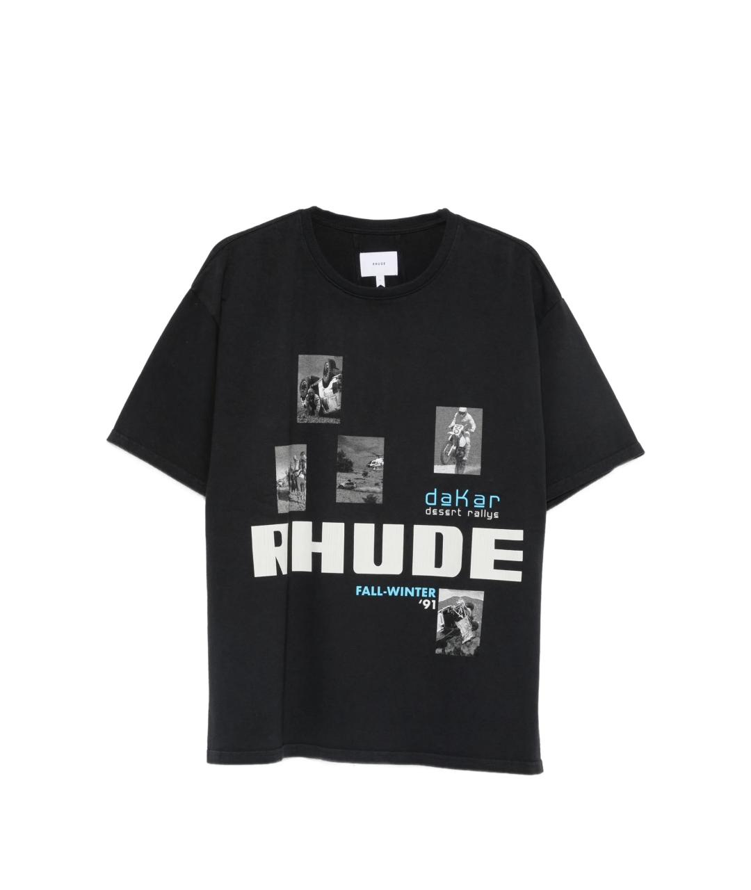 RHUDE Черная хлопковая футболка, фото 1
