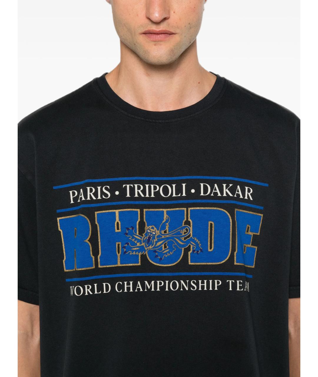 RHUDE Черная хлопковая футболка, фото 5