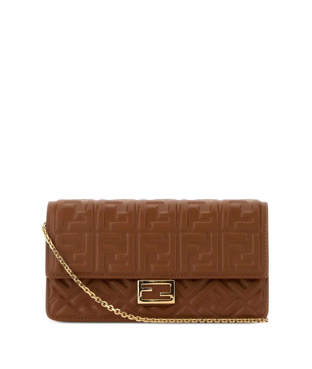 FENDI Коричневая кожаная сумка через плечо, фото 1