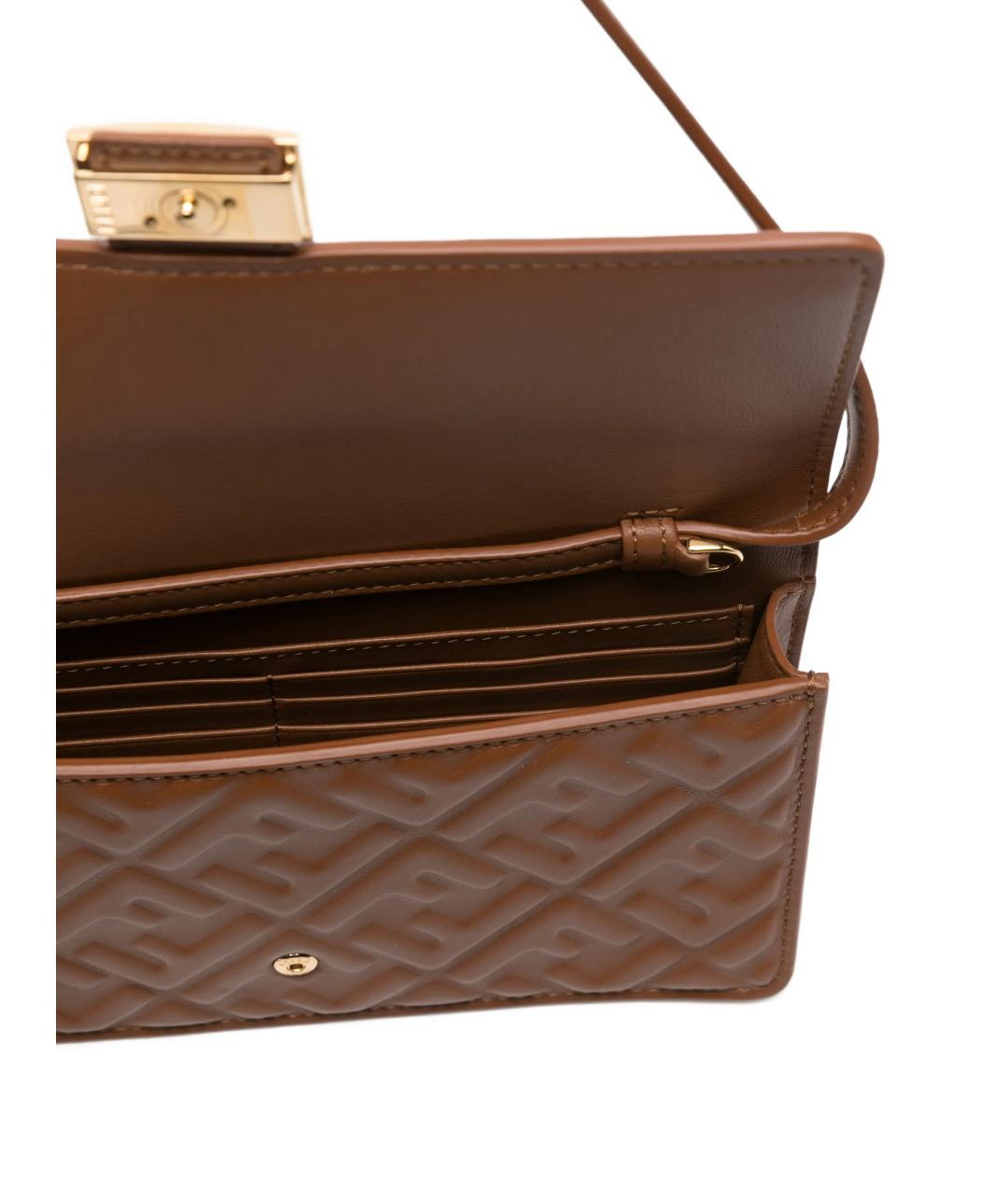 FENDI Коричневая кожаная сумка через плечо, фото 4