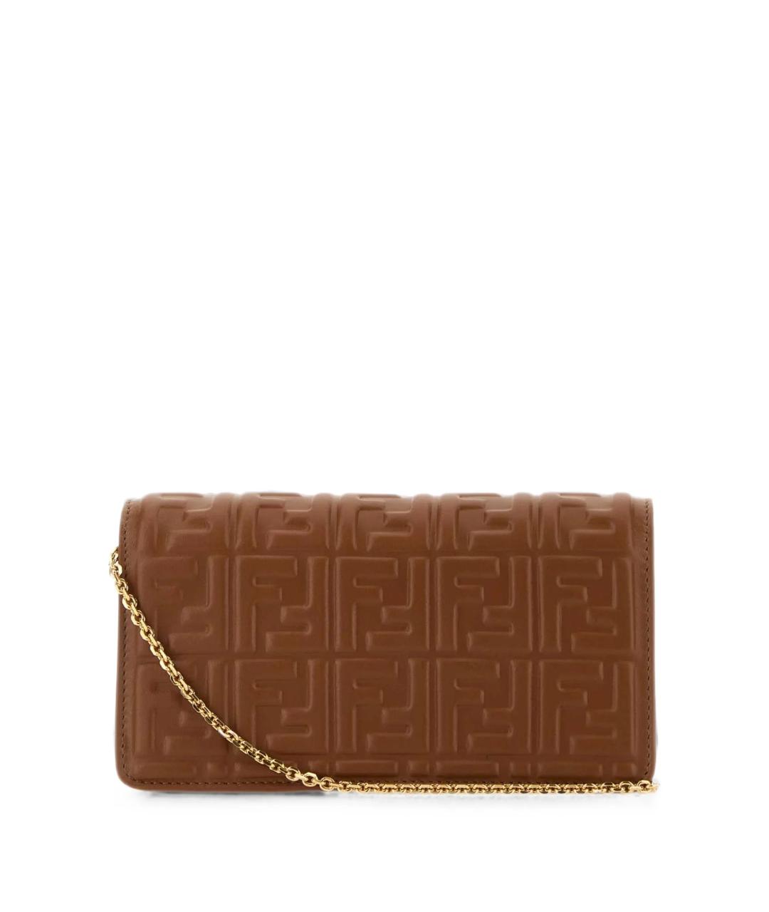 FENDI Коричневая кожаная сумка через плечо, фото 2