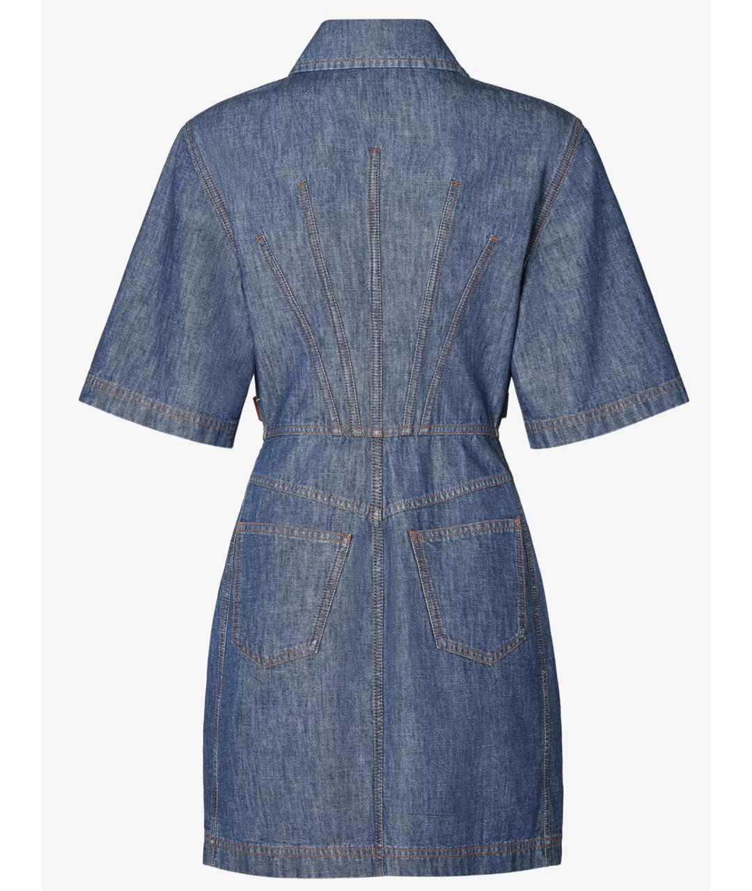 FENDI Синее хлопковое повседневное платье, фото 3