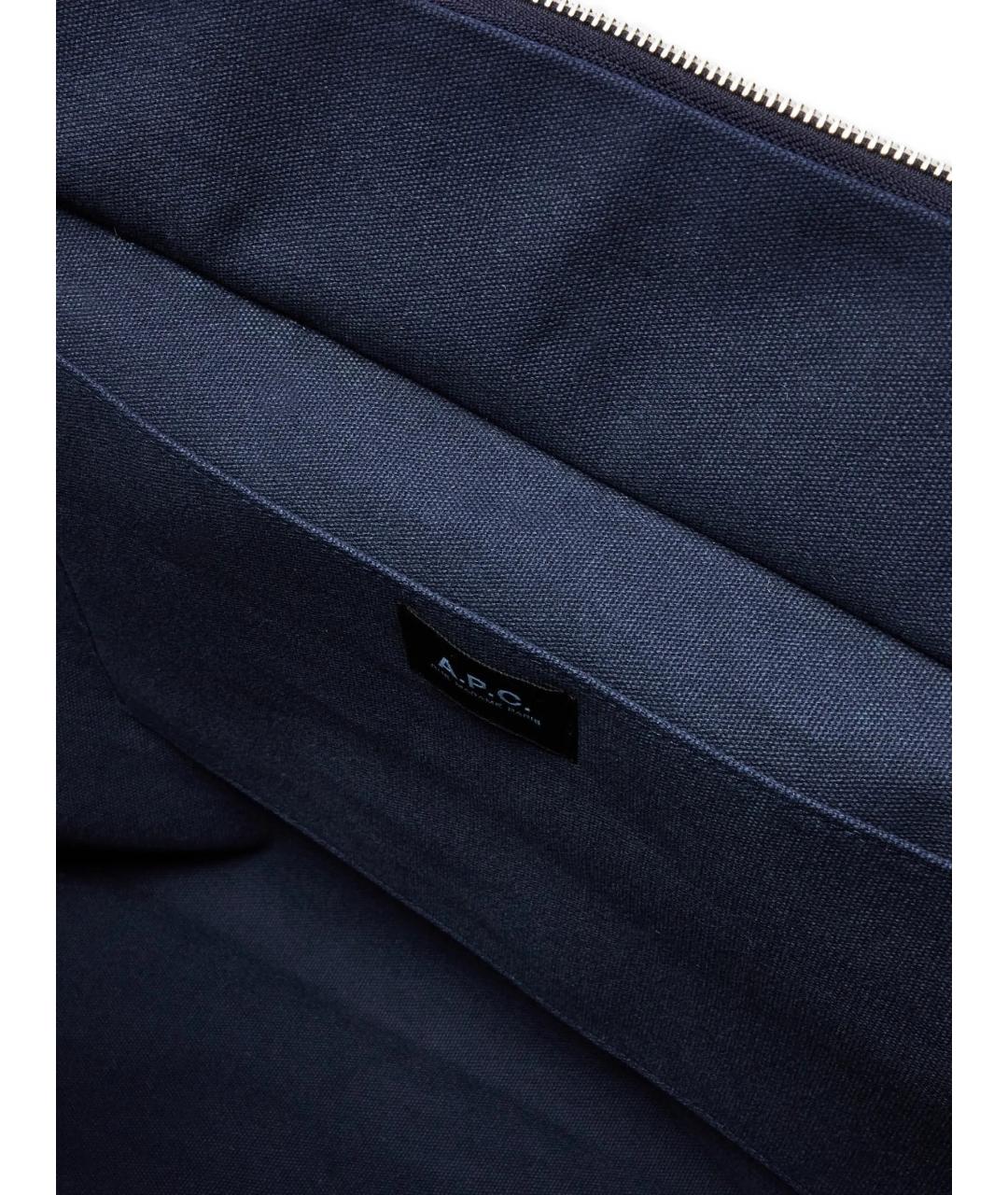 A.P.C. Синяя хлопковая сумка тоут, фото 4
