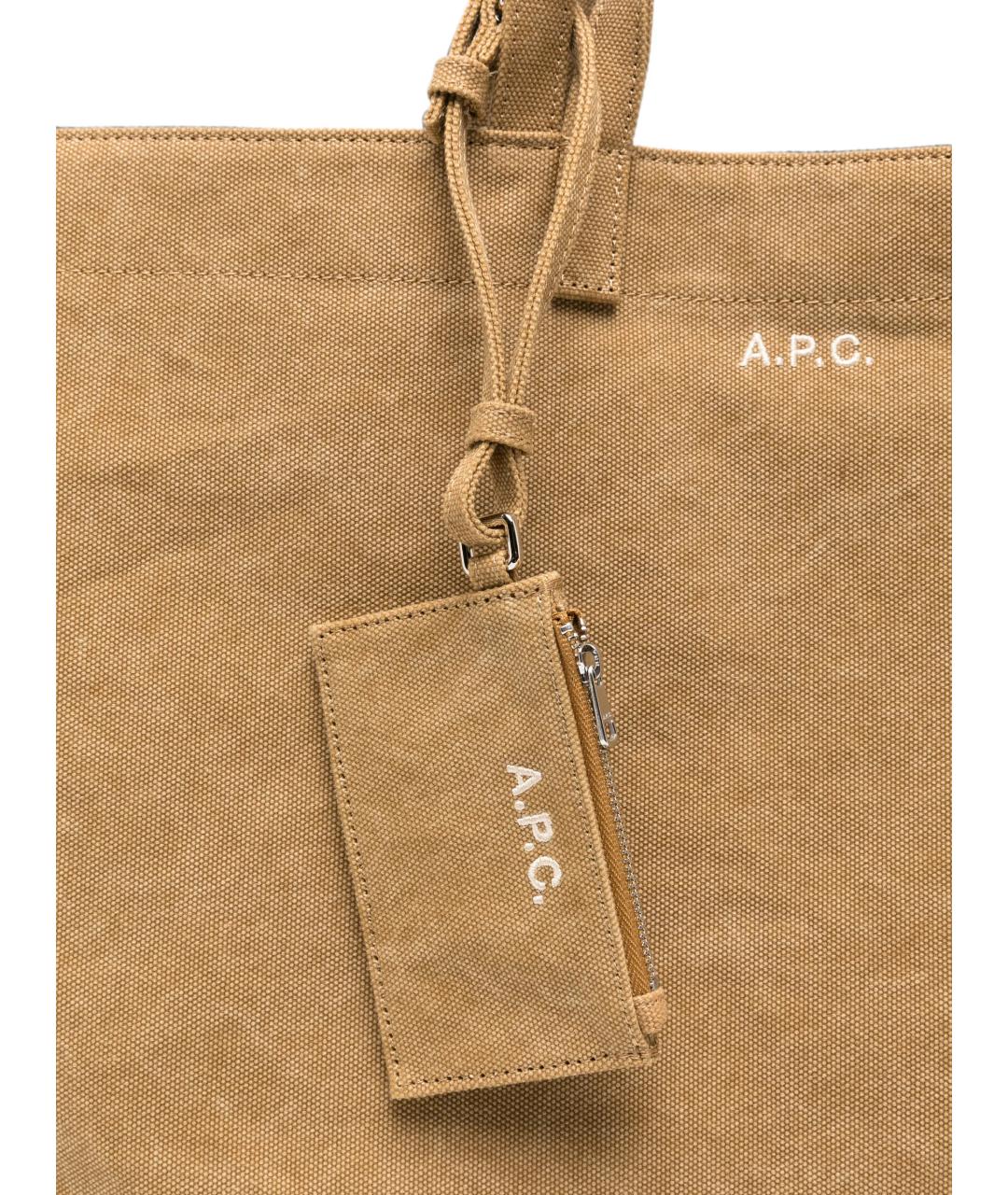 A.P.C. Бежевая хлопковая сумка тоут, фото 4