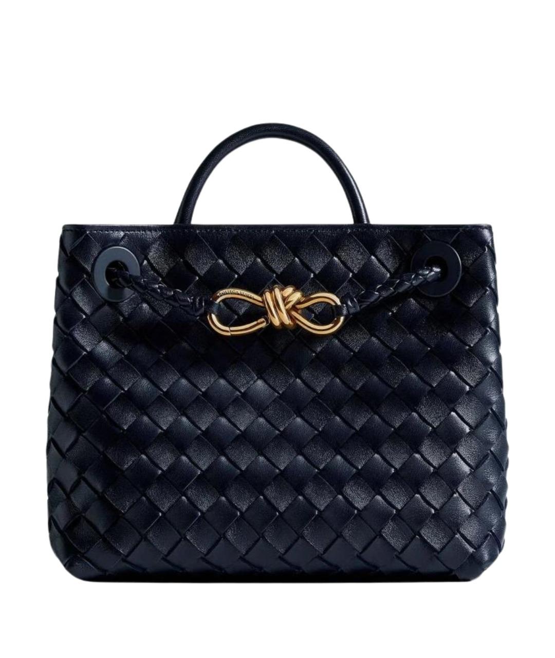 BOTTEGA VENETA Темно-синяя кожаная сумка тоут, фото 5
