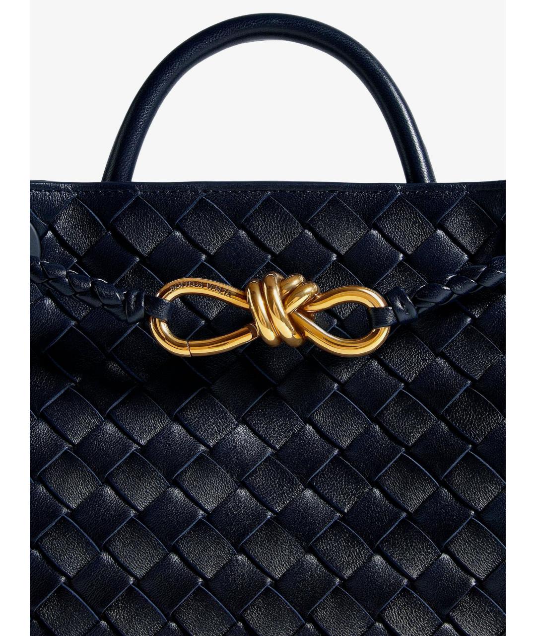 BOTTEGA VENETA Темно-синяя кожаная сумка тоут, фото 3