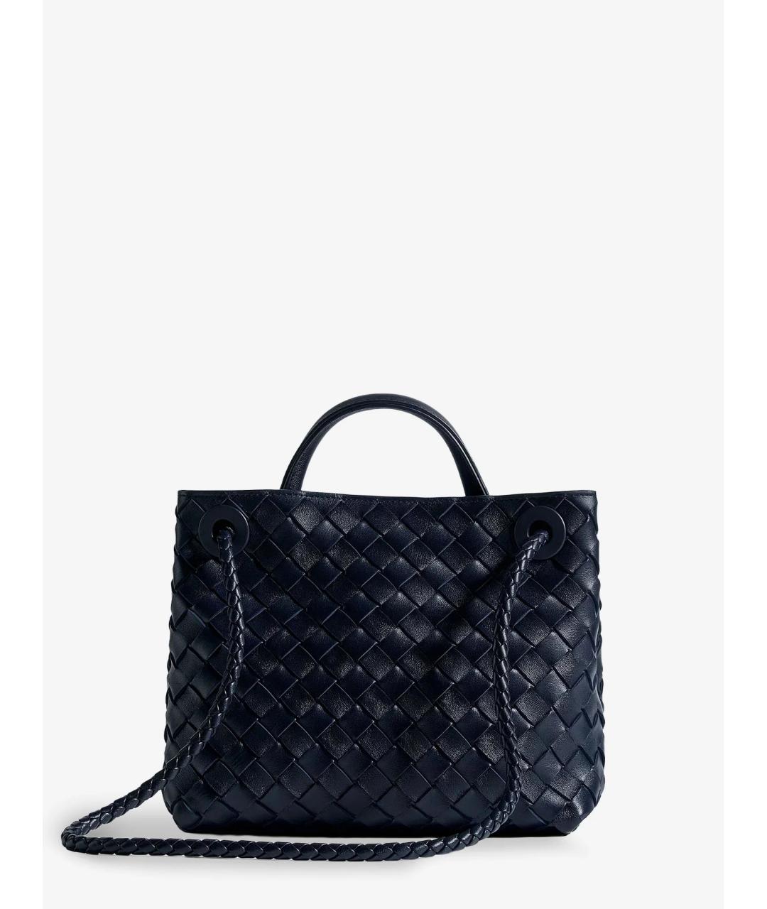 BOTTEGA VENETA Темно-синяя кожаная сумка тоут, фото 1