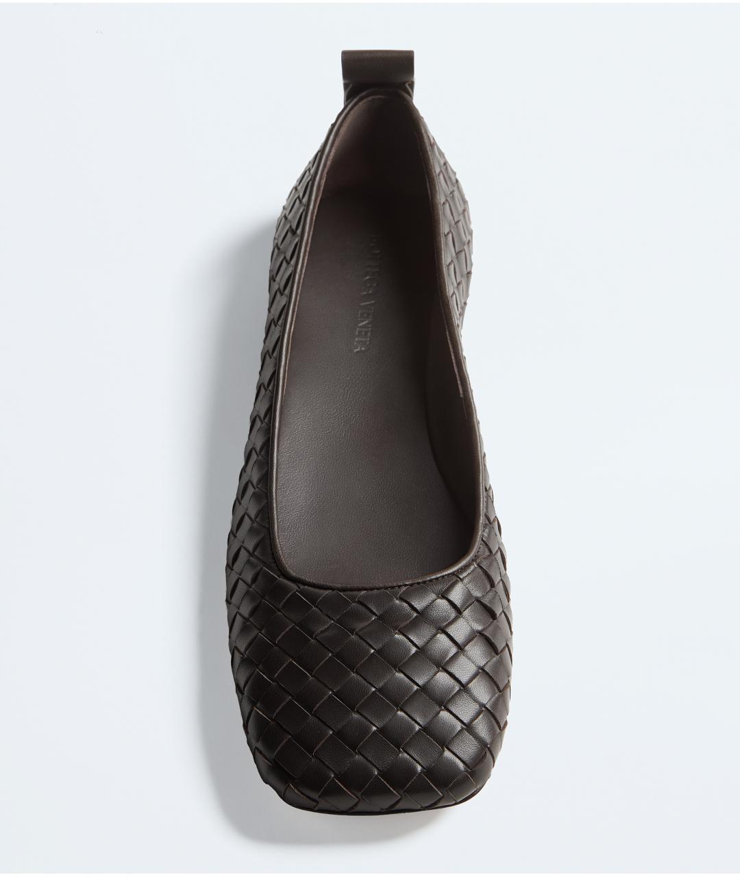 BOTTEGA VENETA Коричневые кожаные балетки, фото 4