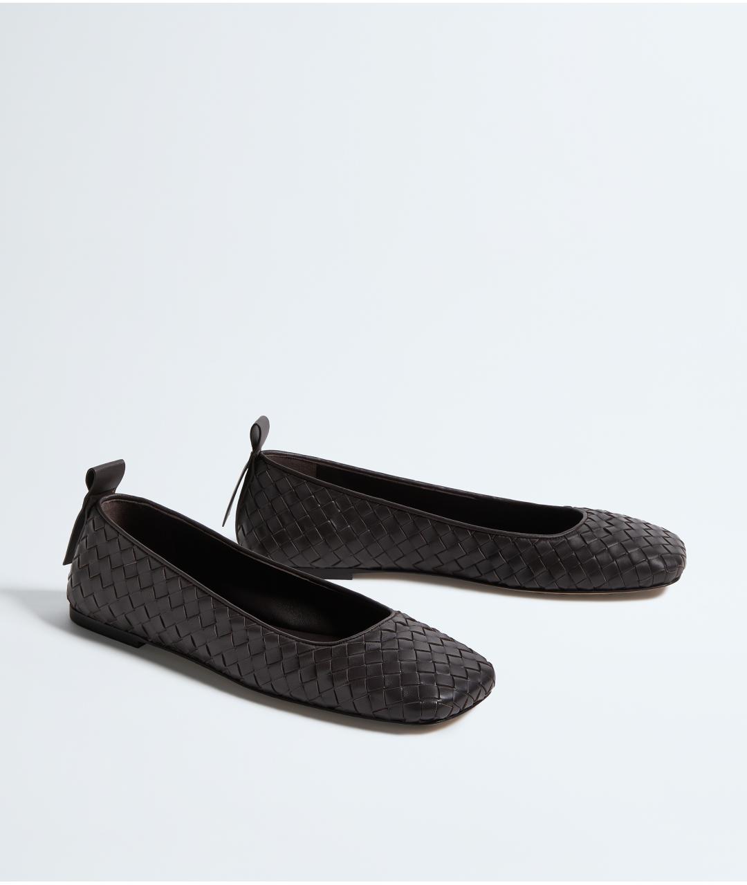 BOTTEGA VENETA Коричневые кожаные балетки, фото 3