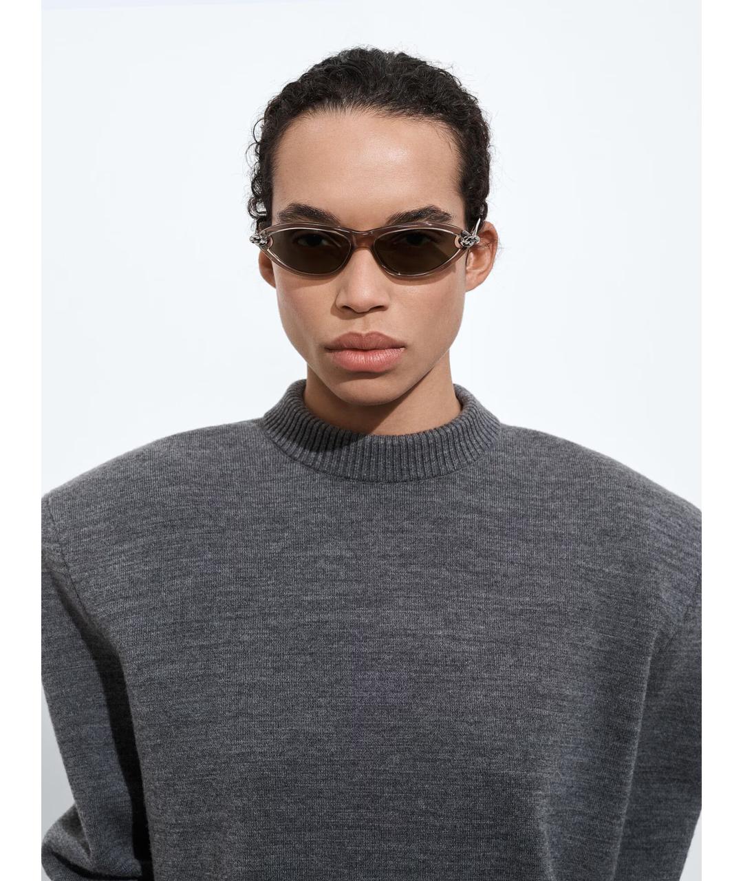 BOTTEGA VENETA Бежевые пластиковые солнцезащитные очки, фото 2