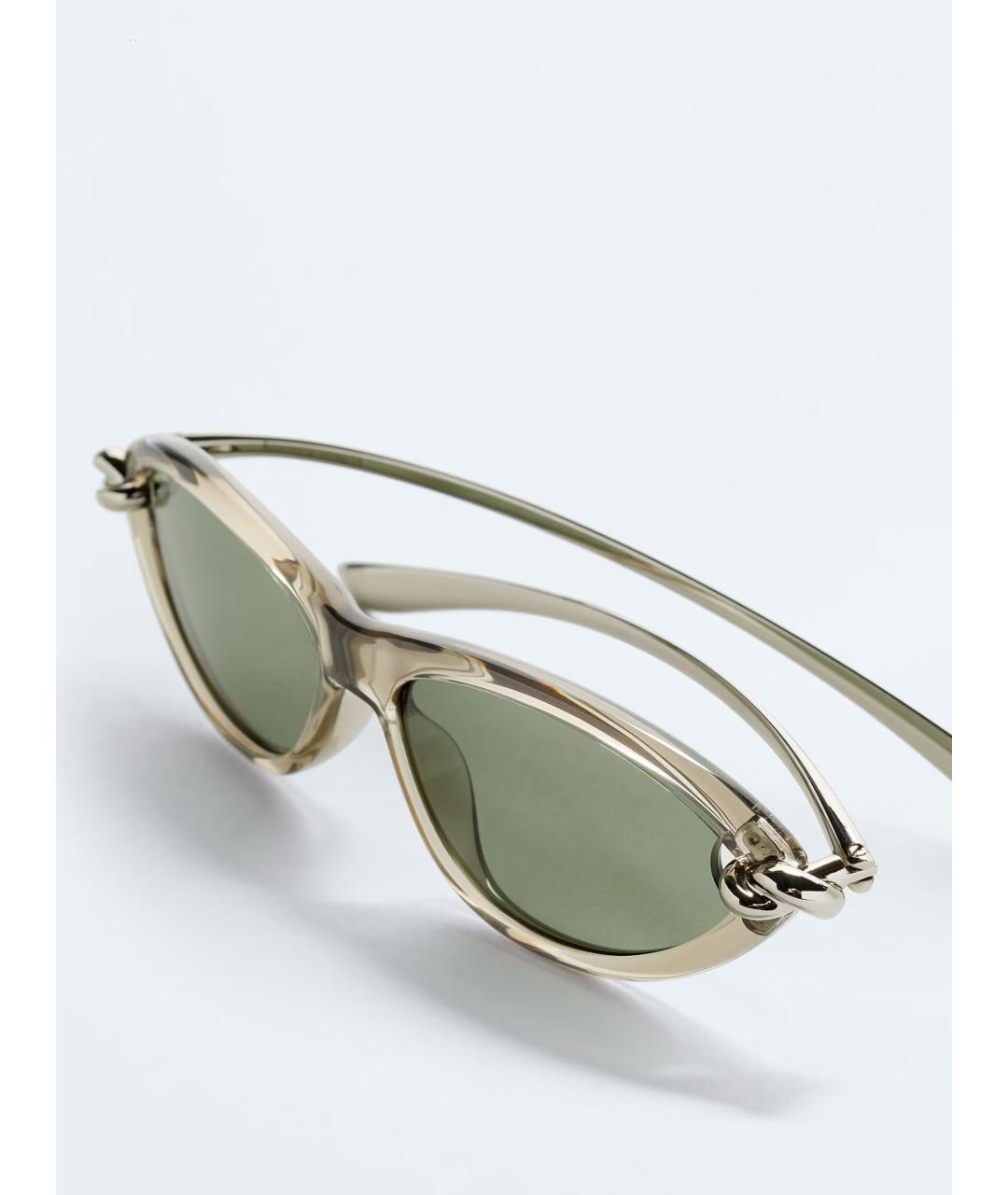 BOTTEGA VENETA Бежевые пластиковые солнцезащитные очки, фото 3
