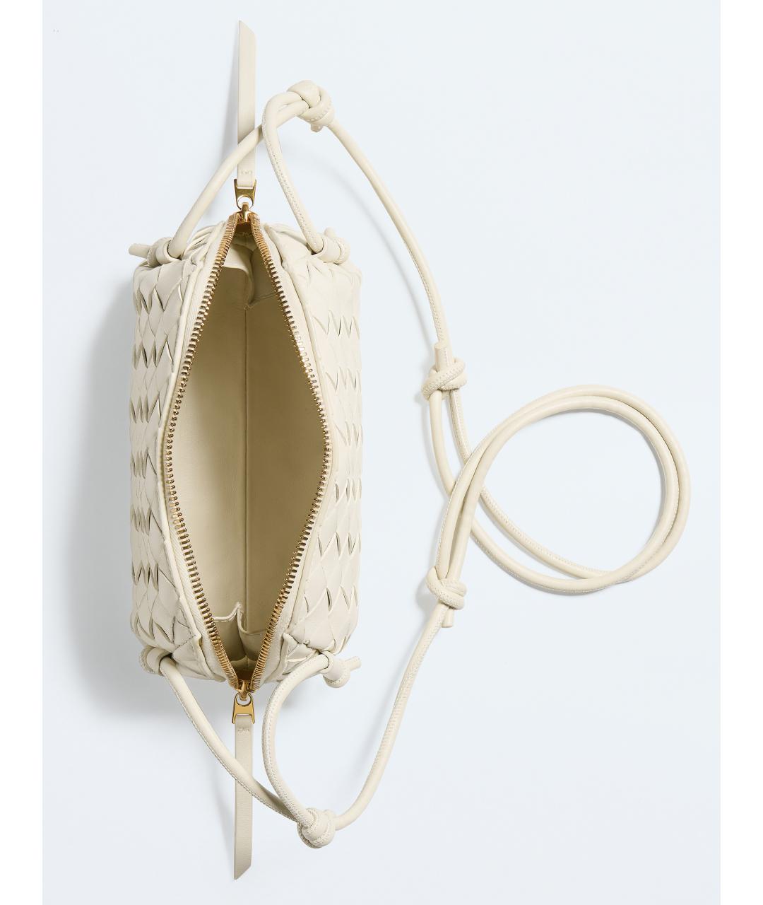 BOTTEGA VENETA Белая кожаная сумка через плечо, фото 3
