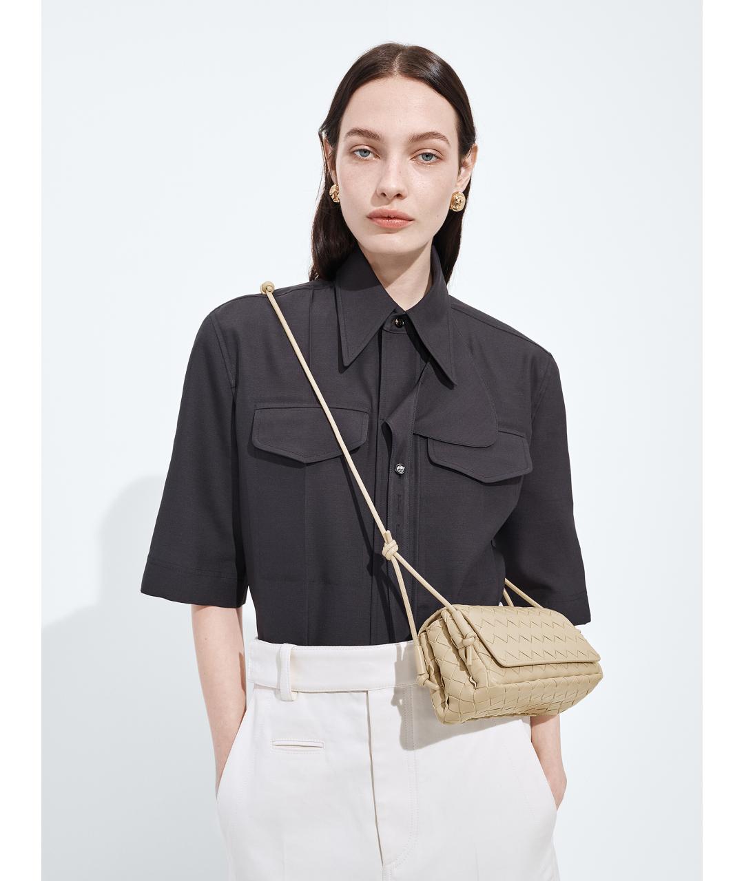 BOTTEGA VENETA Бежевая кожаная сумка через плечо, фото 3