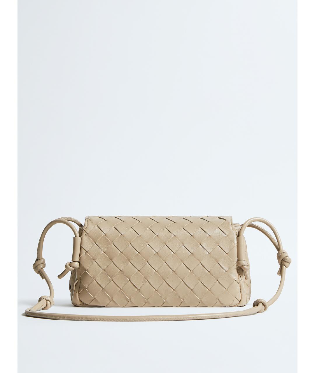 BOTTEGA VENETA Бежевая кожаная сумка через плечо, фото 2