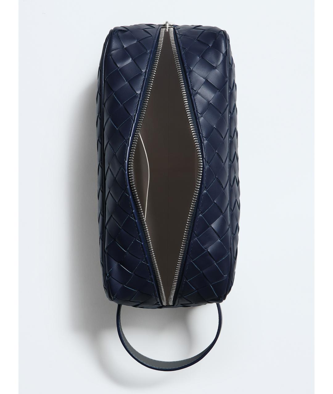 BOTTEGA VENETA Синяя кожаная барсетка, фото 3