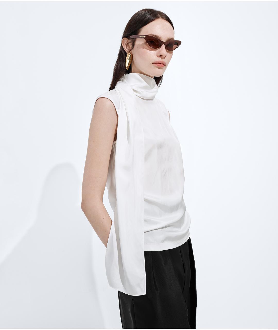 BOTTEGA VENETA Белая шелковая блузы, фото 2
