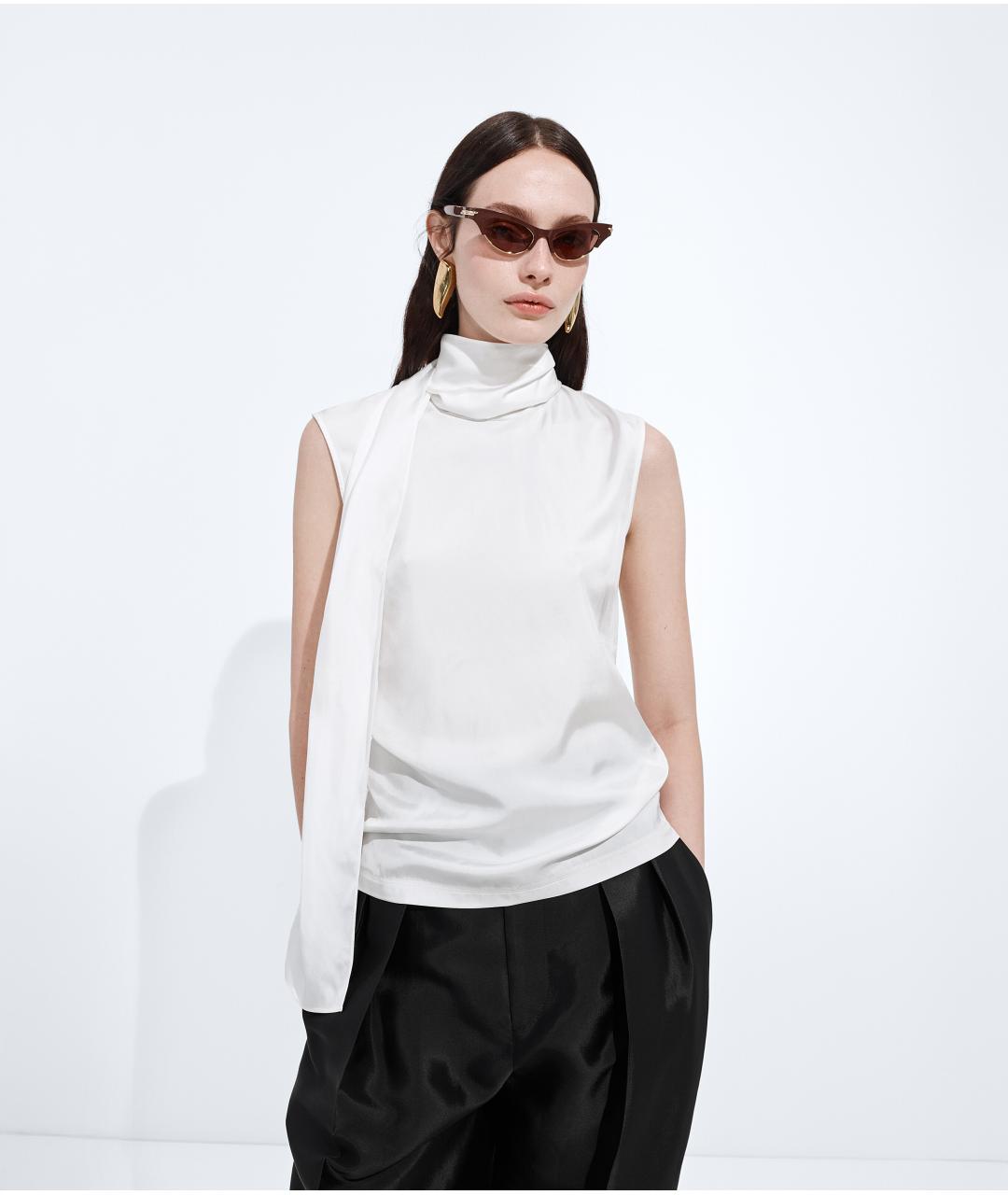 BOTTEGA VENETA Белая шелковая блузы, фото 1