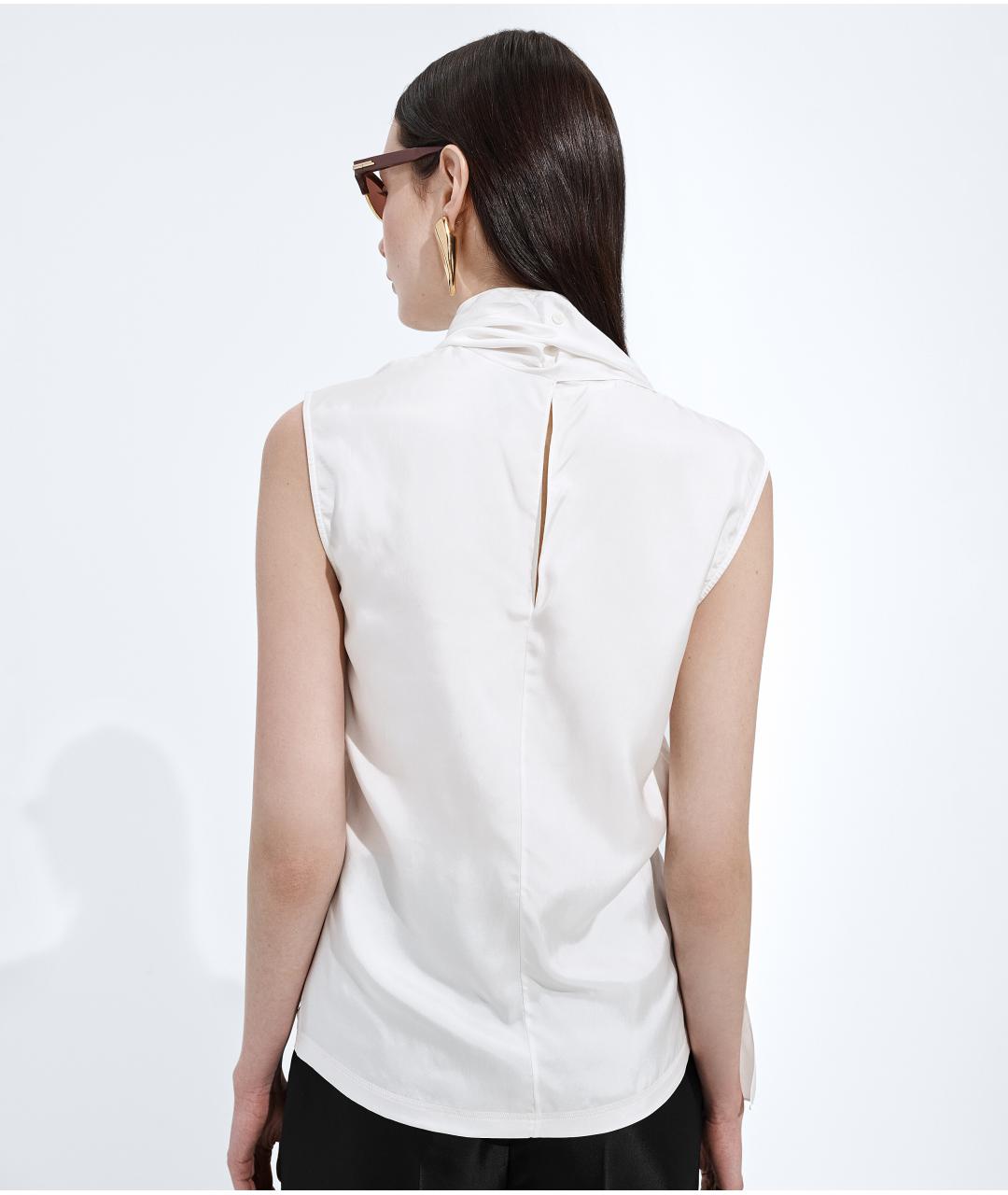 BOTTEGA VENETA Белая шелковая блузы, фото 3