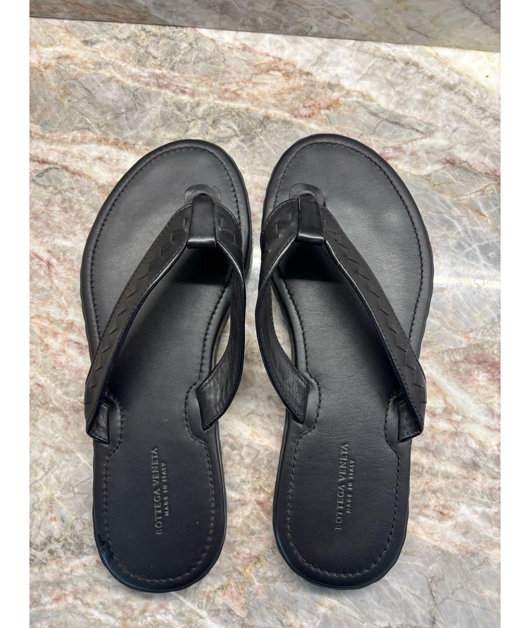 BOTTEGA VENETA Черные кожаные шлепанцы, фото 3