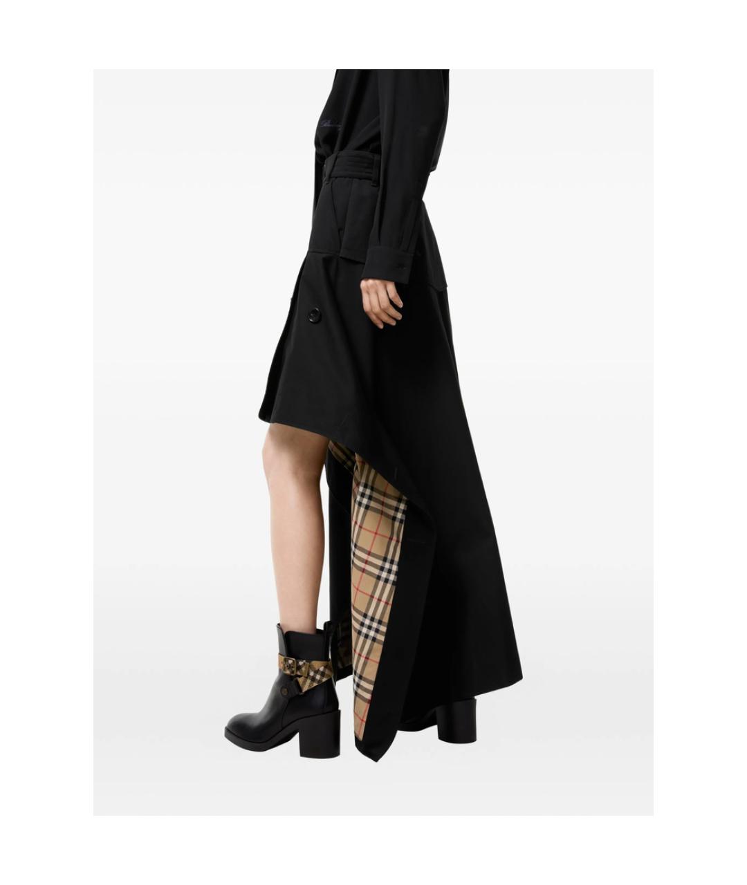 BURBERRY Черная хлопковая юбка миди, фото 2