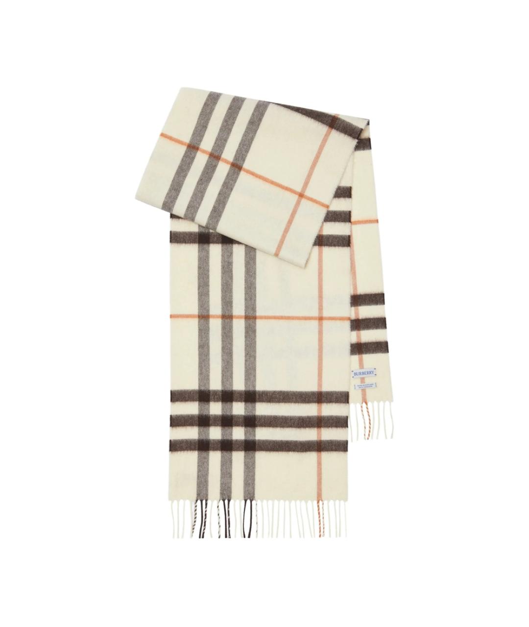BURBERRY Белый кашемировый шарф, фото 1