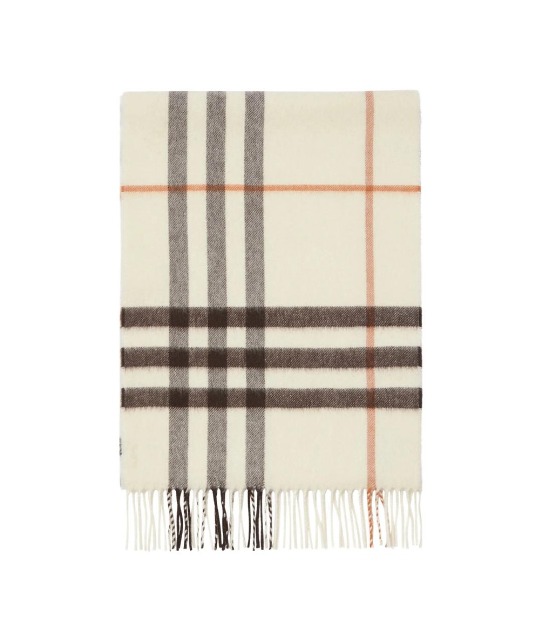 BURBERRY Белый кашемировый шарф, фото 2