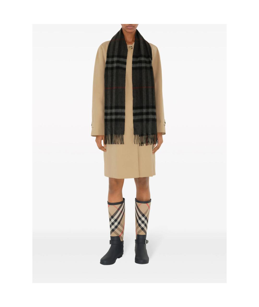 BURBERRY Серый кашемировый шарф, фото 2