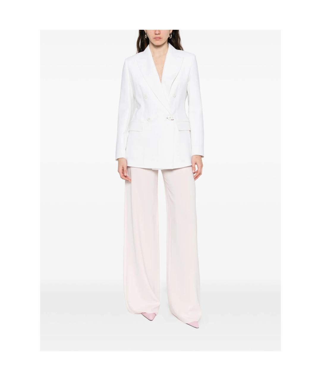 MAX MARA STUDIO Розовые полиэстеровые прямые брюки, фото 4