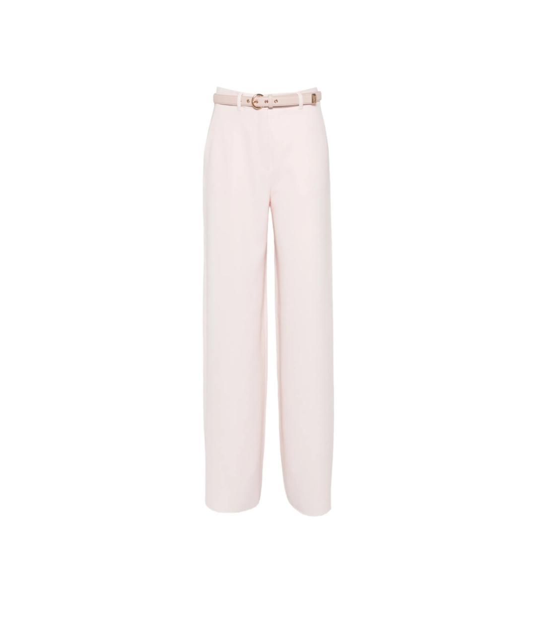 MAX MARA STUDIO Розовые полиэстеровые прямые брюки, фото 1