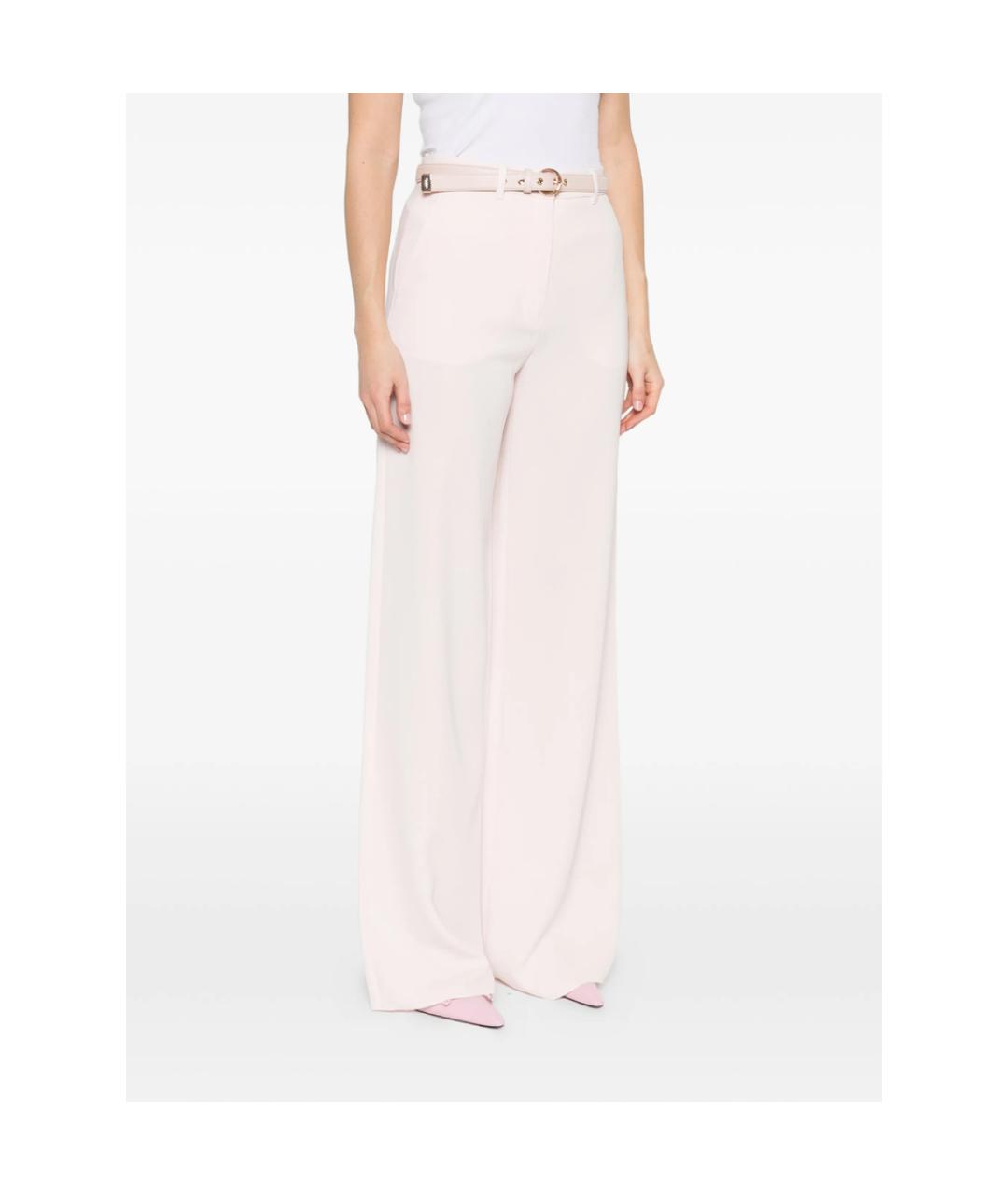 MAX MARA STUDIO Розовые полиэстеровые прямые брюки, фото 3