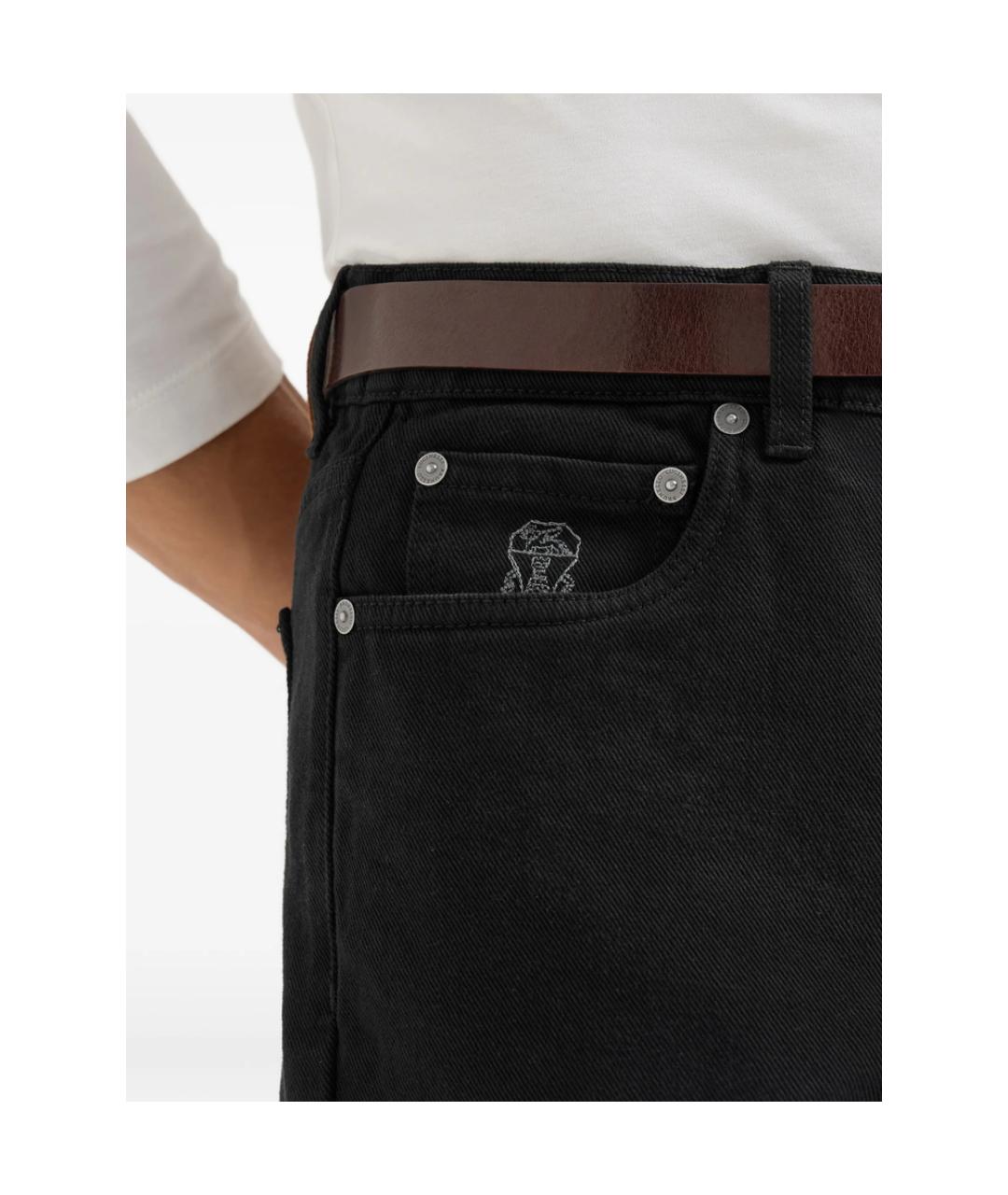 BRUNELLO CUCINELLI Черные хлопковые прямые джинсы, фото 3