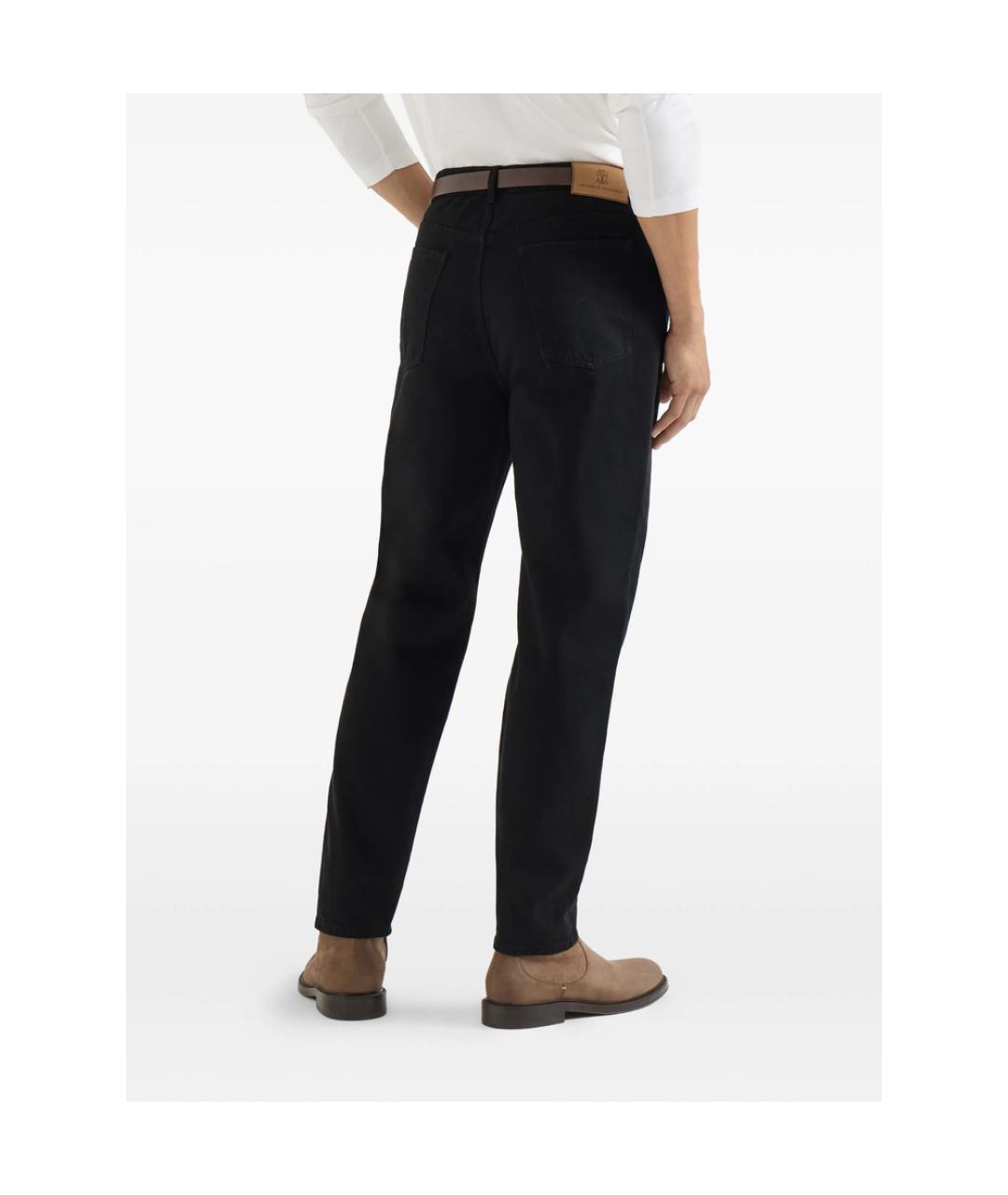 BRUNELLO CUCINELLI Черные хлопковые прямые джинсы, фото 4