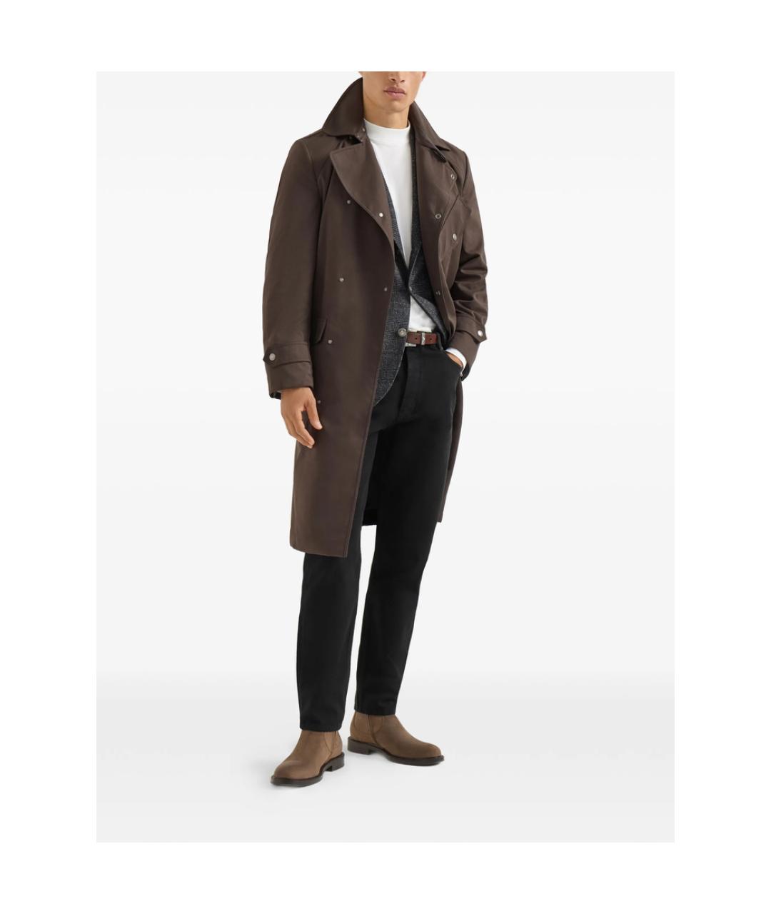 BRUNELLO CUCINELLI Черные хлопковые прямые джинсы, фото 6