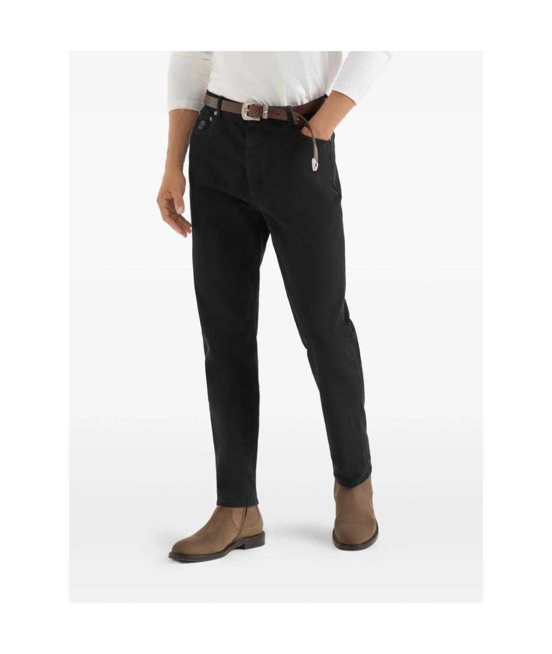 BRUNELLO CUCINELLI Черные хлопковые прямые джинсы, фото 5