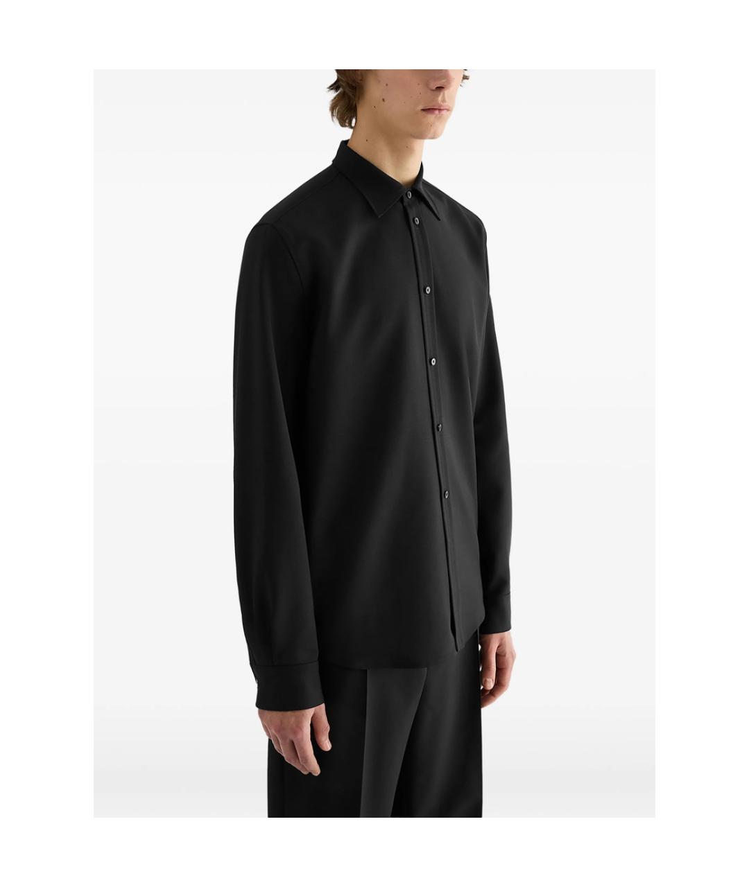 JIL SANDER Черная шерстяная классическая рубашка, фото 4