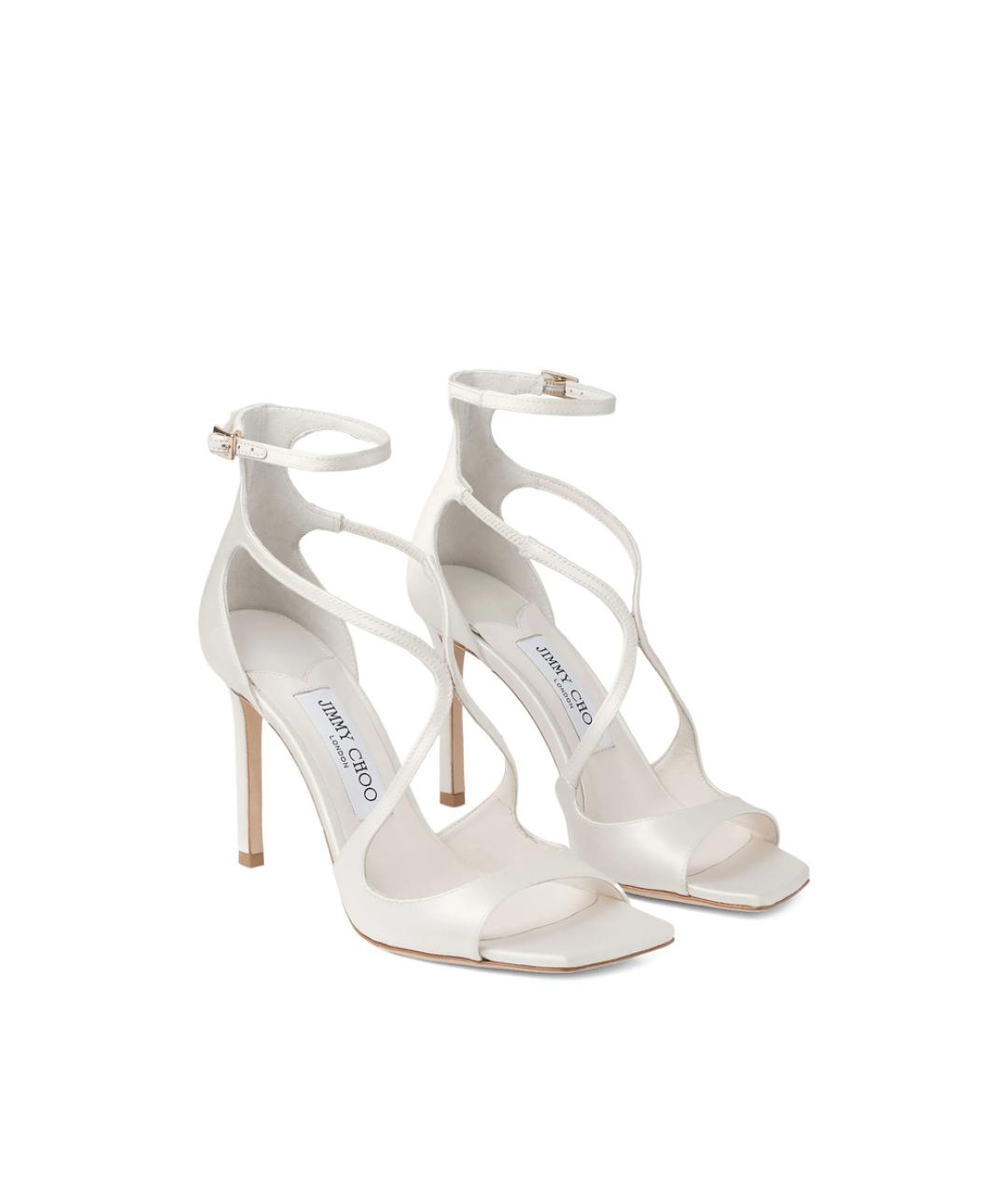 JIMMY CHOO Белые кожаные босоножки, фото 2