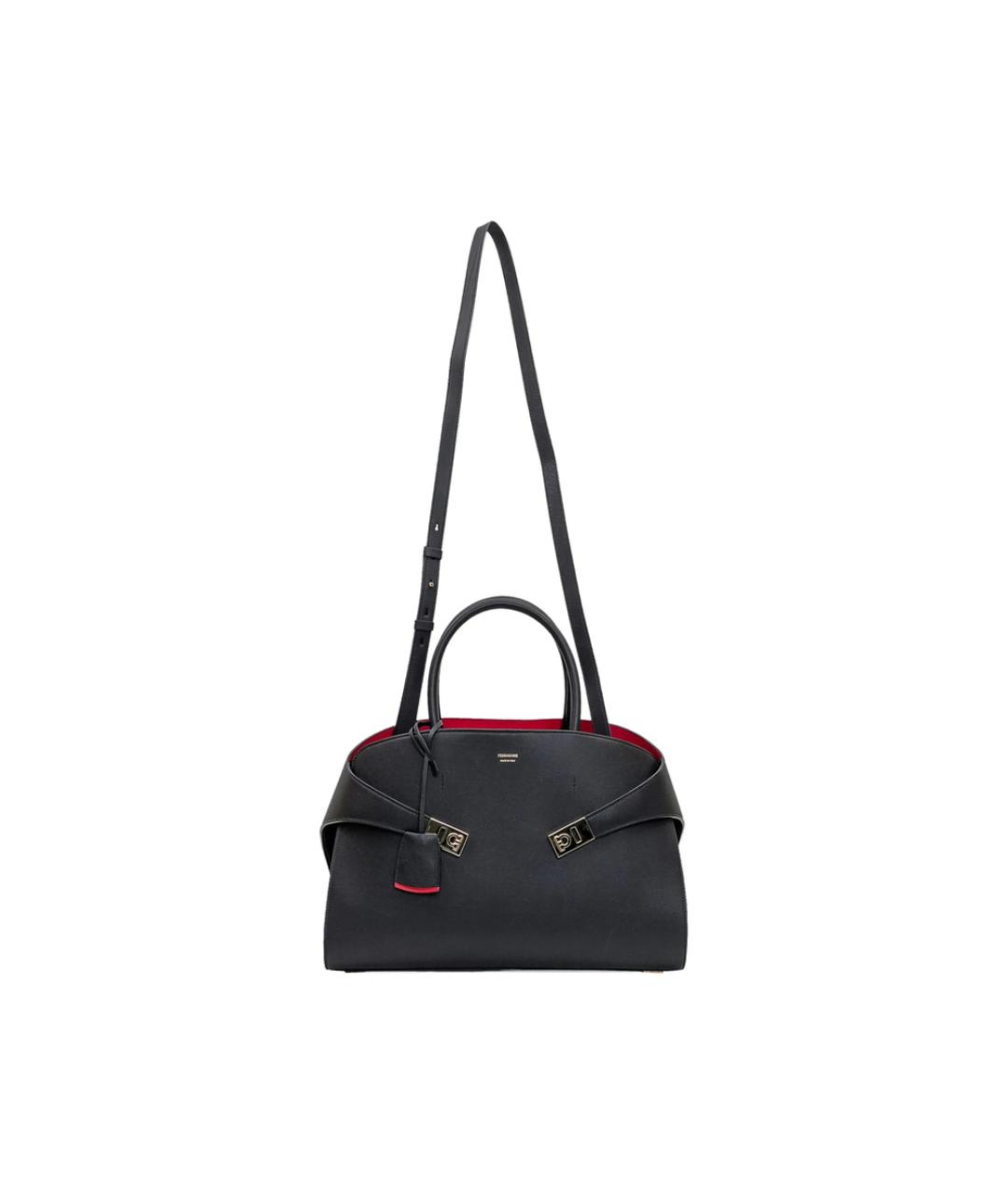FERRAGAMO Черная кожаная сумка тоут, фото 5