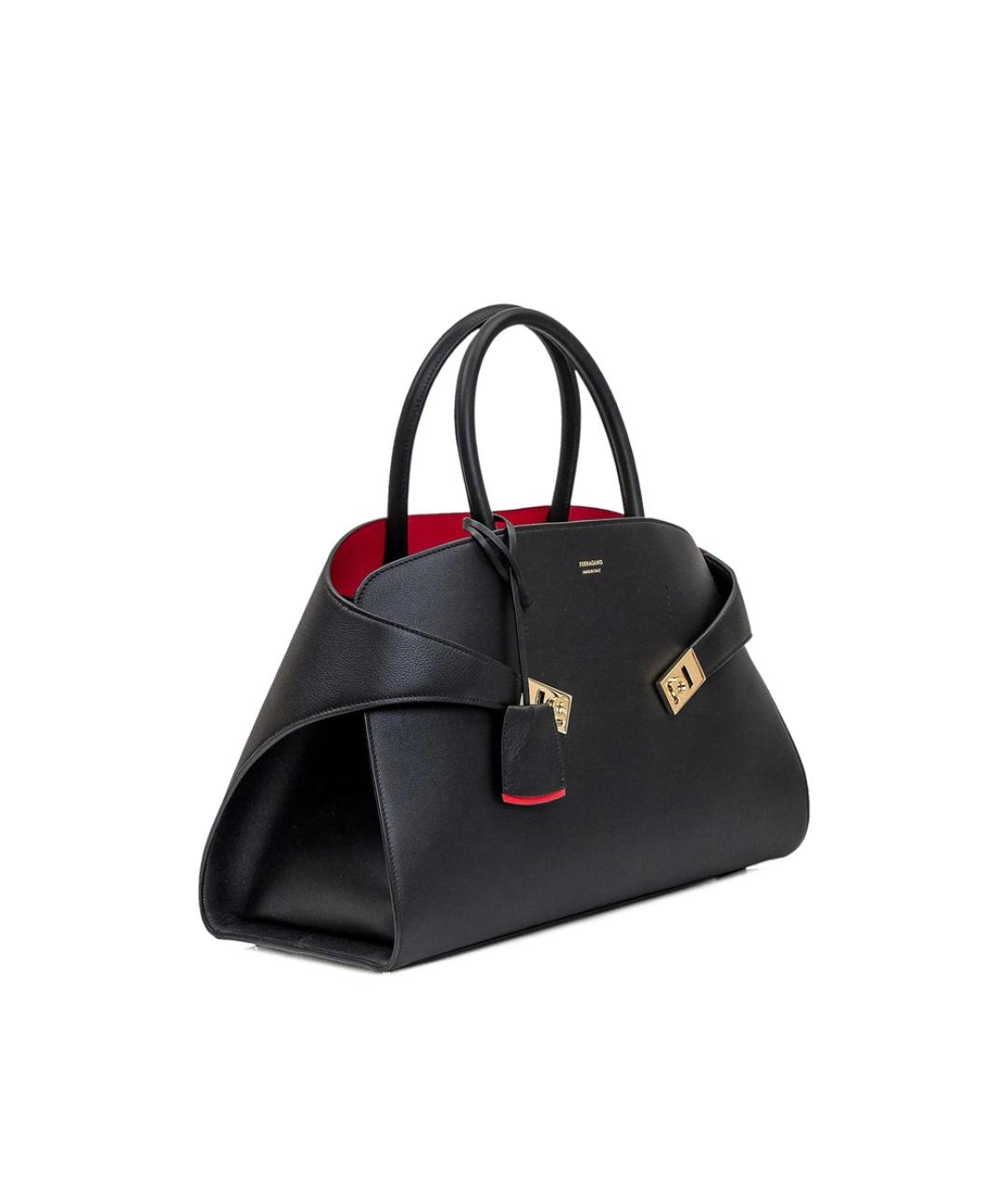 FERRAGAMO Черная кожаная сумка тоут, фото 3